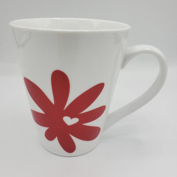 Starbucks Red Flower Heart 13oz Ceramic Coffee Cup Mug 2014 - Picture 1 of 6